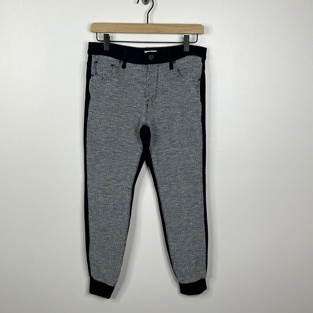 MOTHER Double Trainer Provocative Textured Skinny Ankle Pants Blue Women's 27